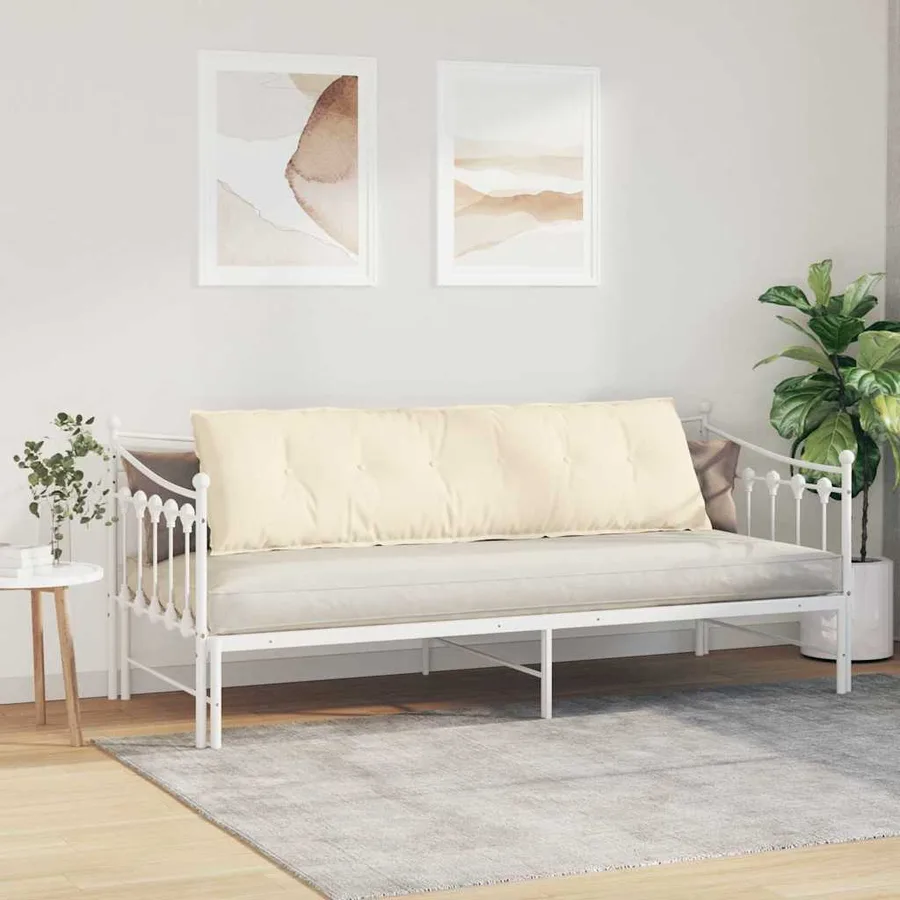 Coussin de Dos Crème 180 x 50 cm Tissu en velours côtelé - 4