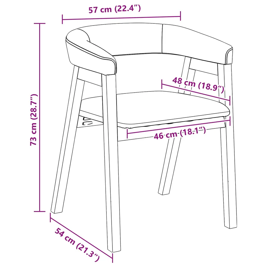 Chaises de salle à manger 2 pcs Blanc 54 x 57 x 73 cm - 11