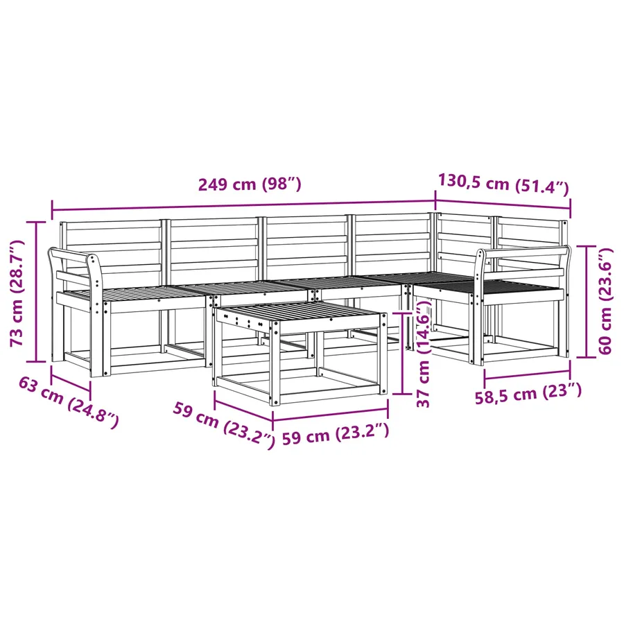 Ensemble de canapés d'extérieur 6 pcs Naturel - 11