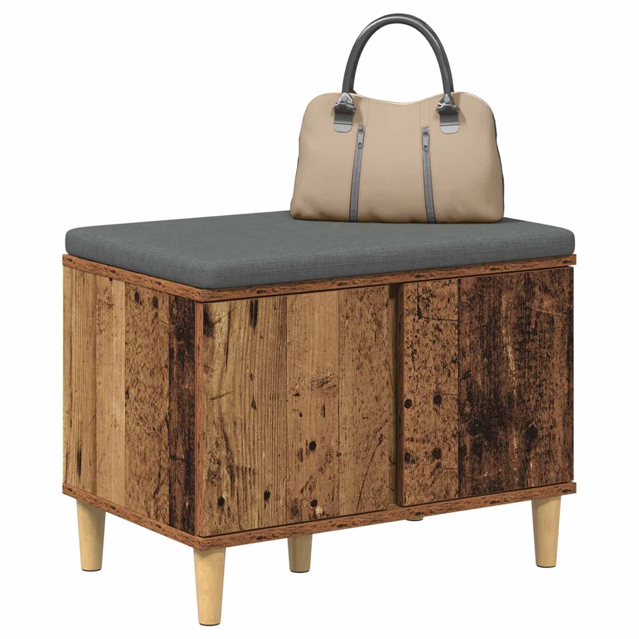 Banc d'entrée avec coussin Bois ancien 60 x 38 x 46 cm - 3