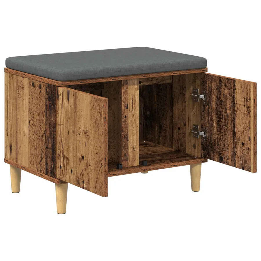 Banc d'entrée avec coussin Bois ancien 60 x 38 x 46 cm - 5
