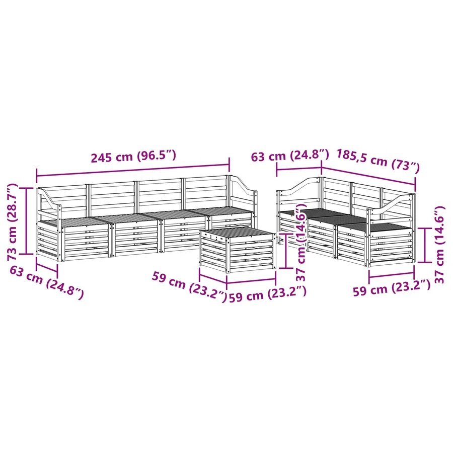 Ensembles de canapés 8 pcs Naturel Bois d'Acacia Massif - 9