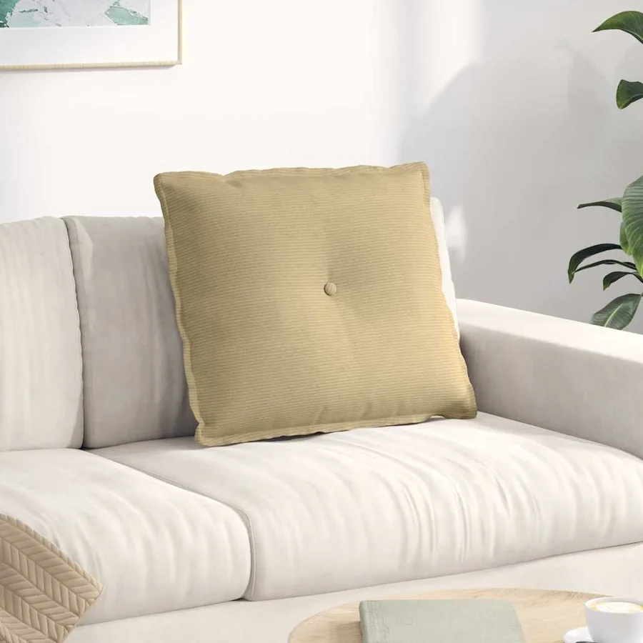 Coussin de Dos Vert gris 60 x 50 cm Tissu en velours côtelé