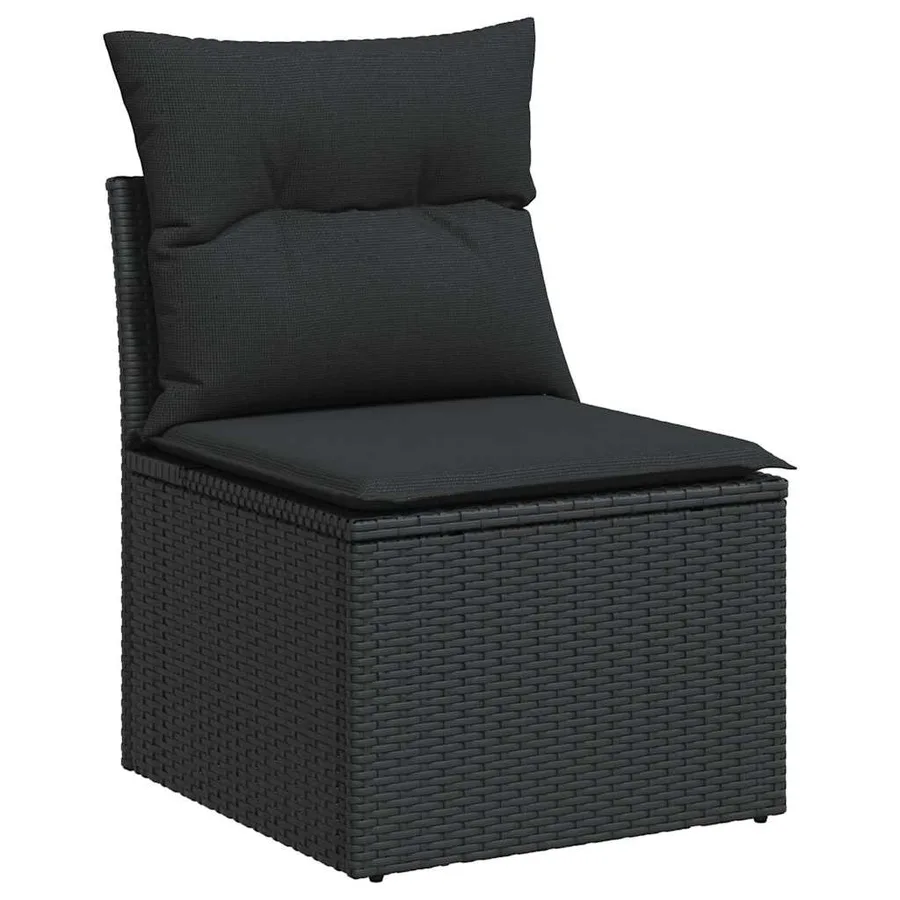 Salon de jardin 8 pcs avec coussins noir résine tressée - 5