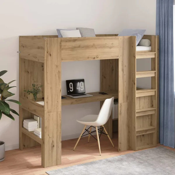 Cadre de lit superposé avec bureau Chêne artisanal 80 x 200 cm