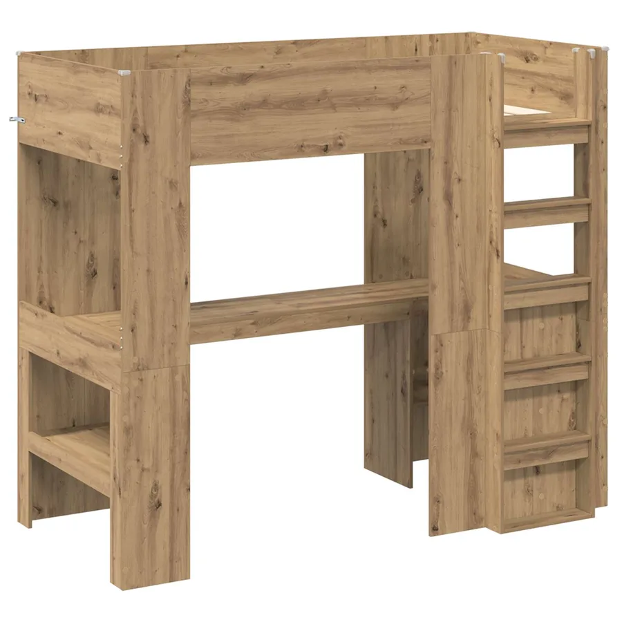 Cadre de lit superposé avec bureau Chêne artisanal 80 x 200 cm - 4