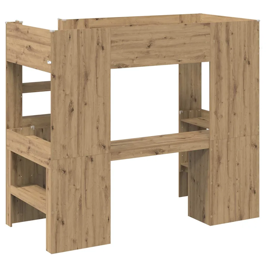 Cadre de lit superposé avec bureau Chêne artisanal 80 x 200 cm - 7