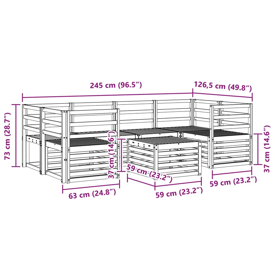 Ensemble de canapés d'extérieur 7 pcs Naturel - 8