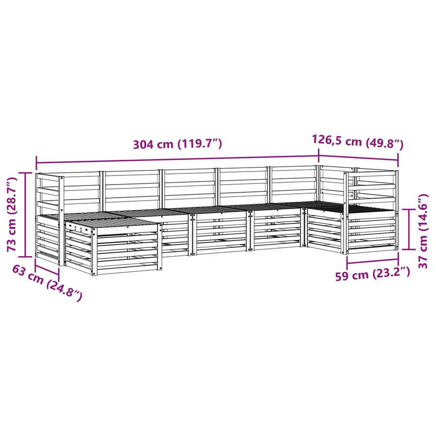 Ensemble de canapé d'angle 7 pcs Naturel Bois d'Acacia Massif - 8