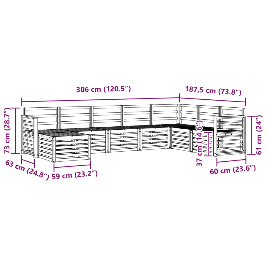 Ensembles de canapés 8 pcs Naturel Bois d'Acacia Massif - 9