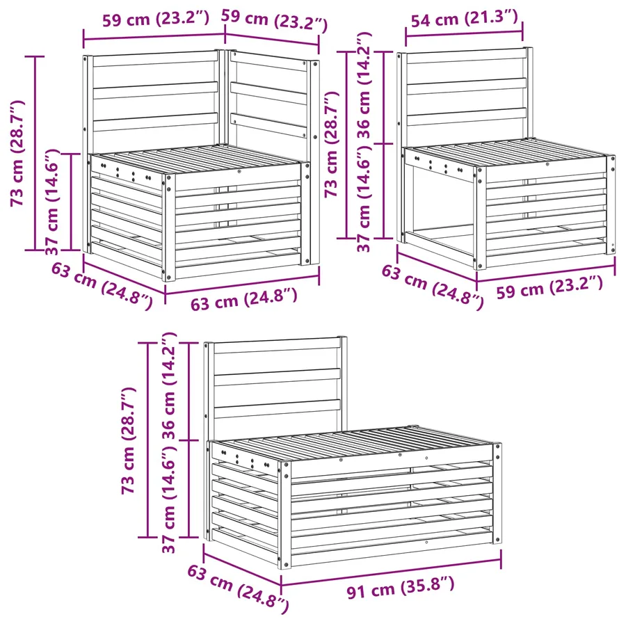 Ensemble de canapés d'extérieur 4 Pièce Naturel - 11