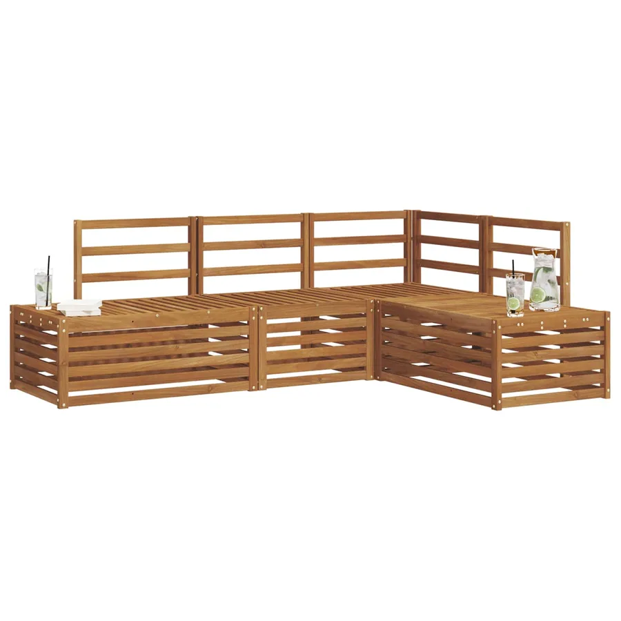 Ensemble de canapés d'extérieur 4 Pièce Naturel - 3