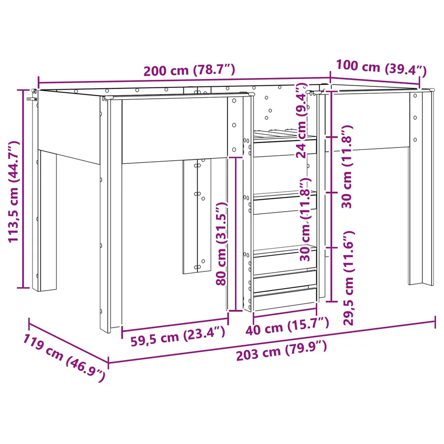 Lit Superposé pour Enfants Blanc 100 x 200 cm Bois d'ingénierie - 10