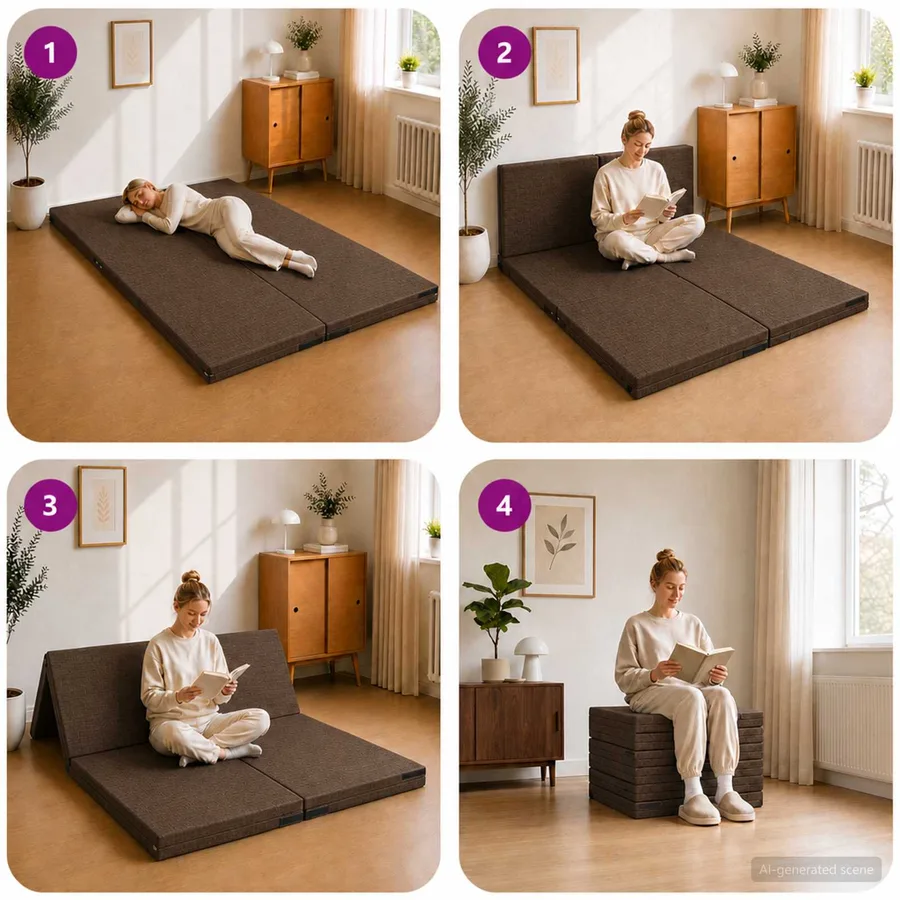 Canapé-lit pliable 140 x 67 x 45 cm Taupe - 9