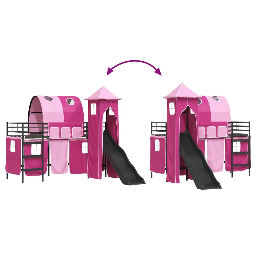 Lit mezzanine pour enfants Uni Noir et rose 90 x 190 cm métal - 12