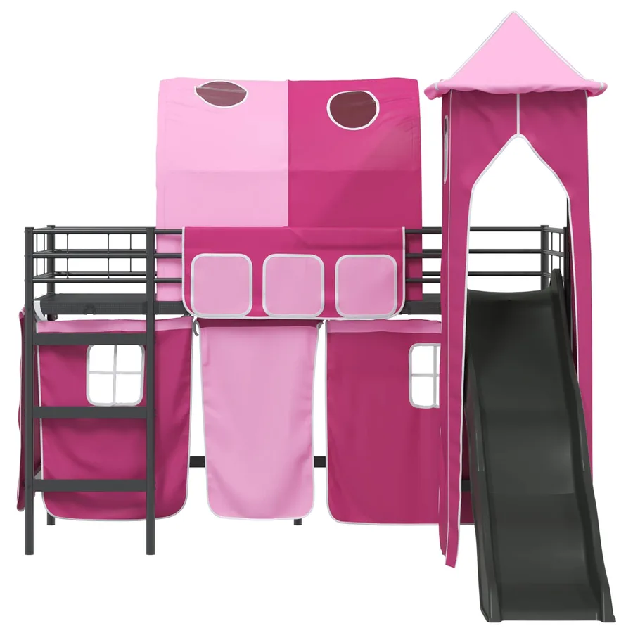 Lit mezzanine pour enfants Uni Noir et rose 90 x 190 cm métal - 6