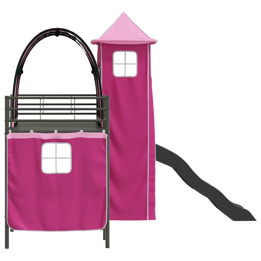 Lit mezzanine pour enfants Uni Noir et rose 90 x 190 cm métal - 9