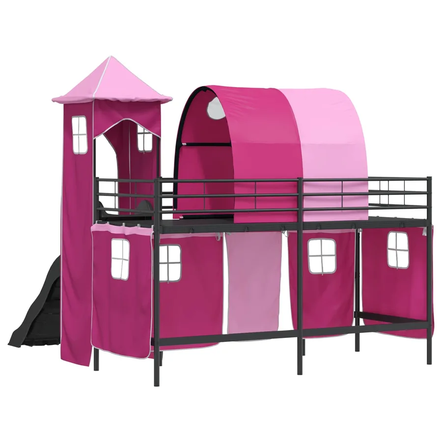 Lit mezzanine pour enfants Uni Noir et rose 75 x 190 cm métal - 10
