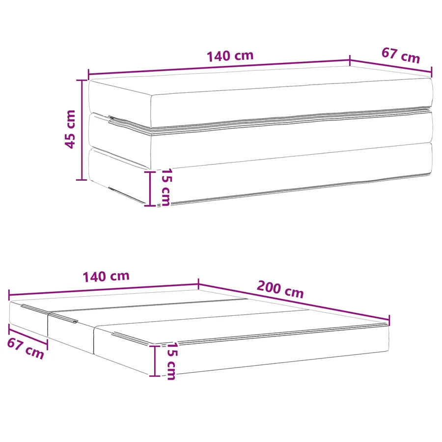 Canapé-lit pliable 140 x 67 x 45 cm Rose - 10