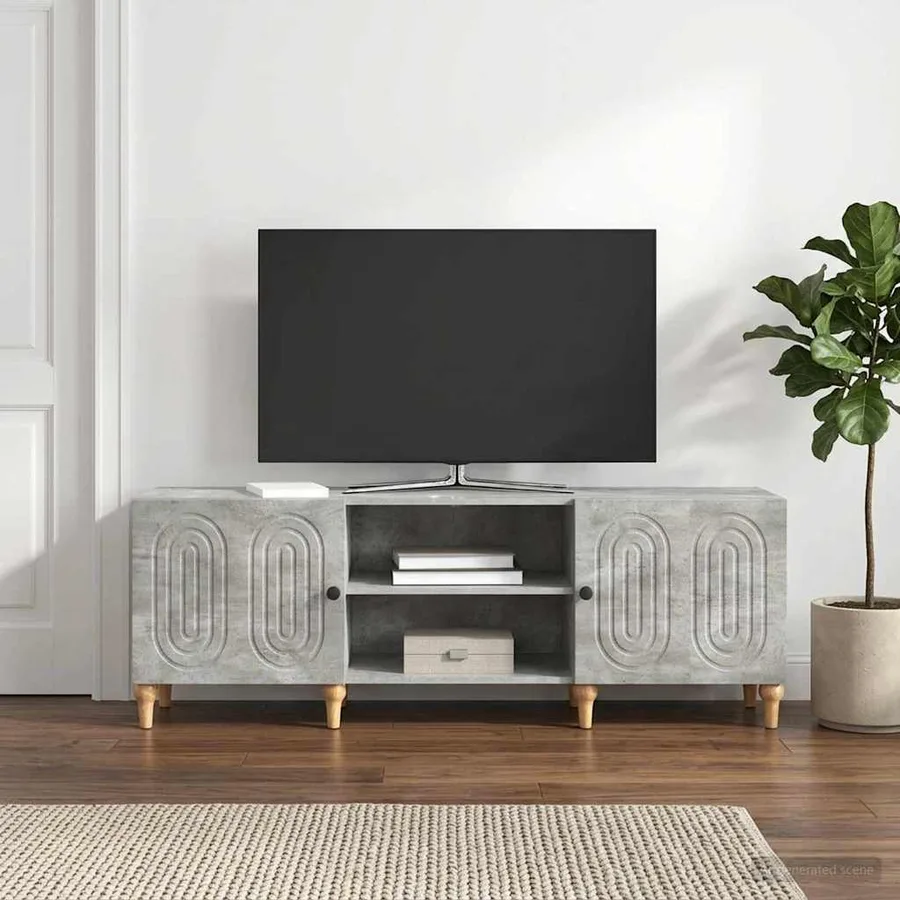 Meuble TV Gris béton 150 x 31 x 50 cm Bois d'ingénierie - 4