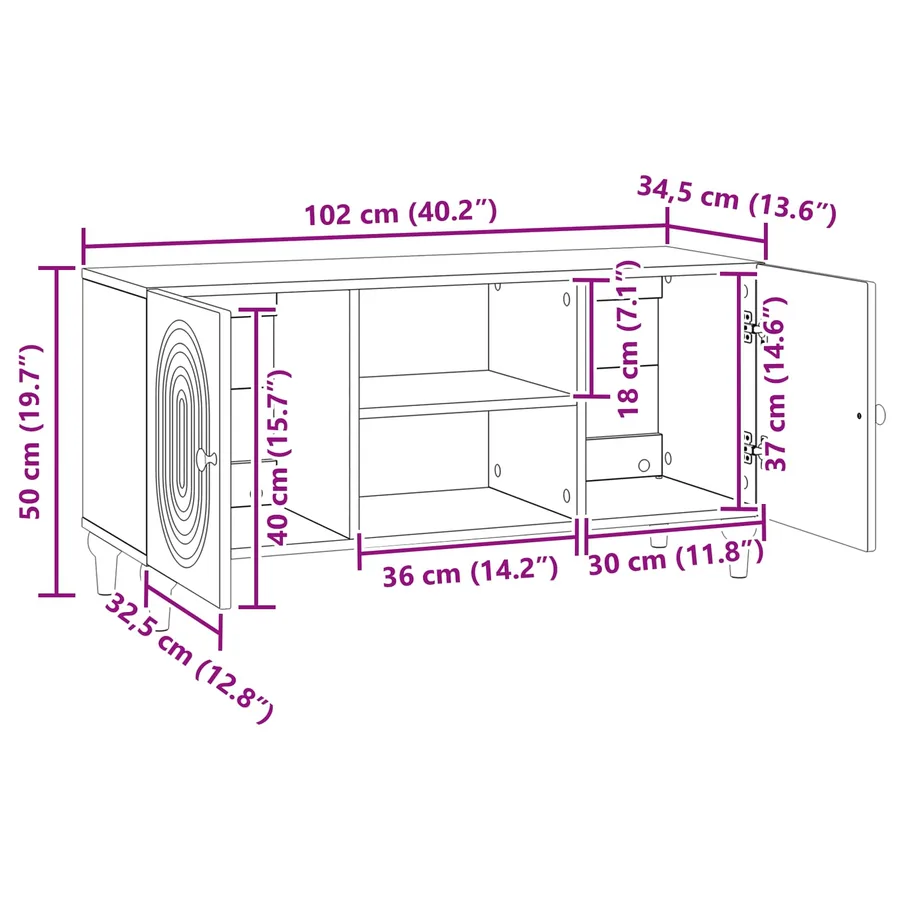 Meuble TV Chêne Sonoma 102 x 34,5 x 50 cm Bois d'ingénierie - 11