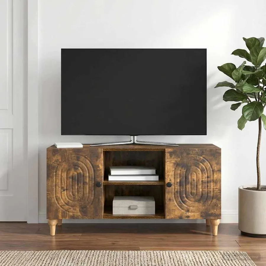 Meuble TV Chêne fumé 102 x 34,5 x 50 cm Bois d'ingénierie