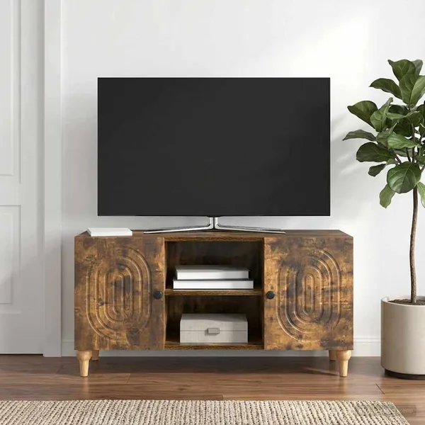 Meuble TV Chêne fumé 102 x 34,5 x 50 cm Bois d'ingénierie