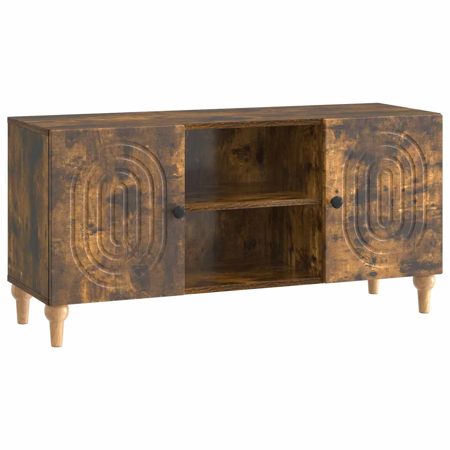 Meuble TV Chêne fumé 102 x 34,5 x 50 cm Bois d'ingénierie - 2