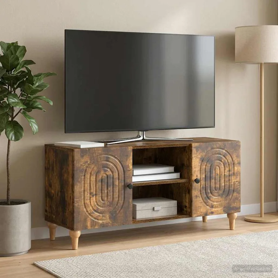Meuble TV Chêne fumé 102 x 34,5 x 50 cm Bois d'ingénierie - 4