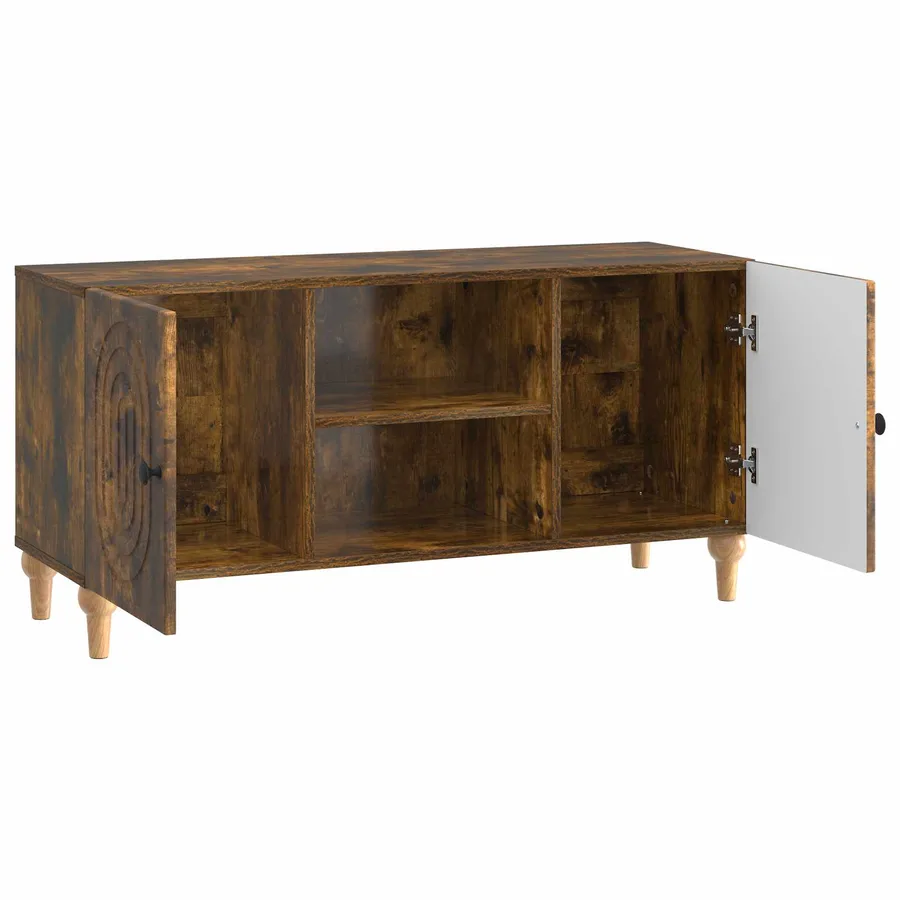 Meuble TV Chêne fumé 102 x 34,5 x 50 cm Bois d'ingénierie - 5