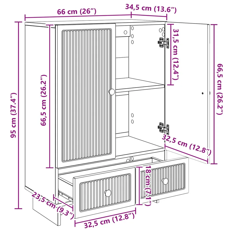 Buffet Chêne Sonoma 66 x 34,5 x 95 cm Bois d’ingénierie - 11