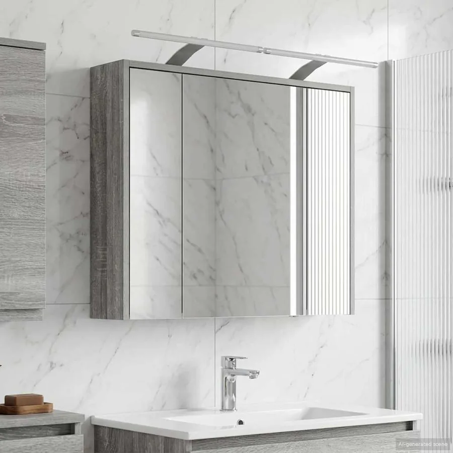Armoire Miroir de Salle de Bain Gris Sonoma 73,5 x 16 x 62,5 cm