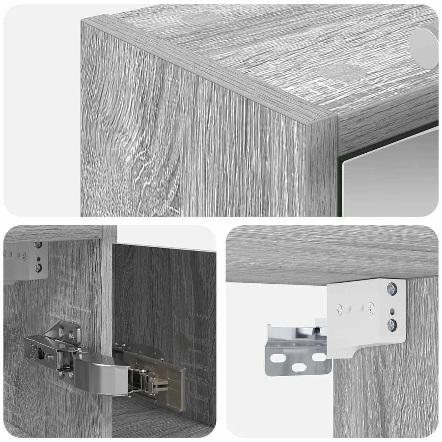 Armoire Miroir de Salle de Bain Gris Sonoma 73,5 x 16 x 62,5 cm - 10
