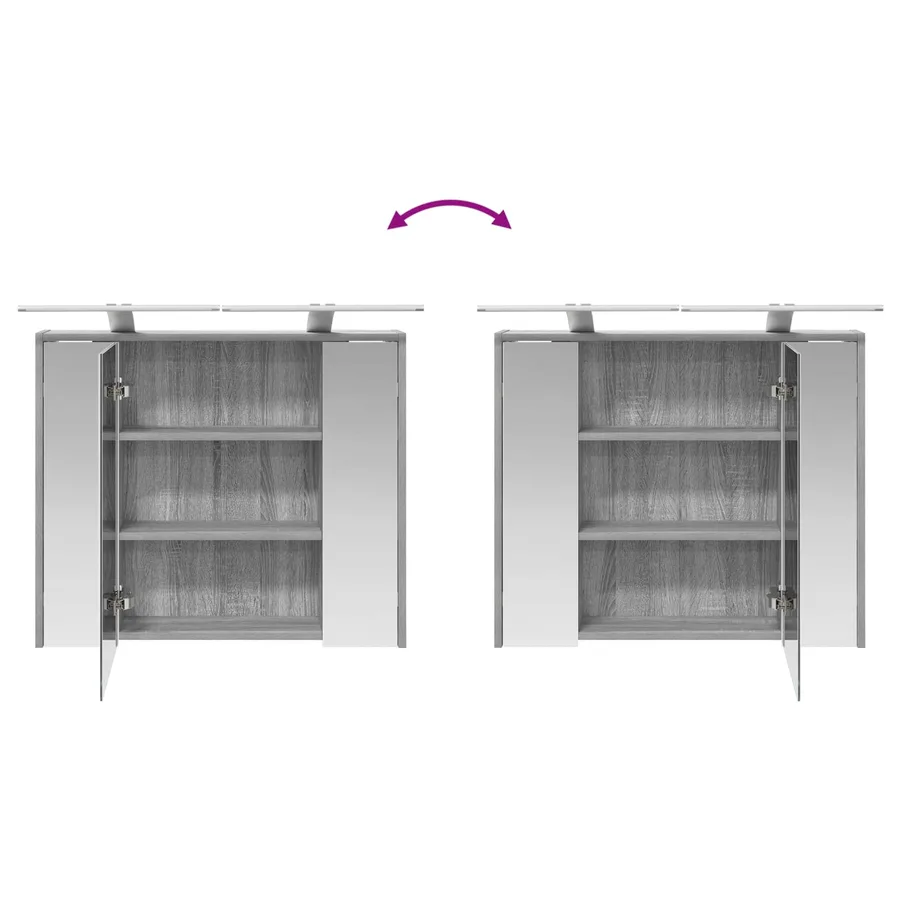 Armoire Miroir de Salle de Bain Gris Sonoma 73,5 x 16 x 62,5 cm - 12
