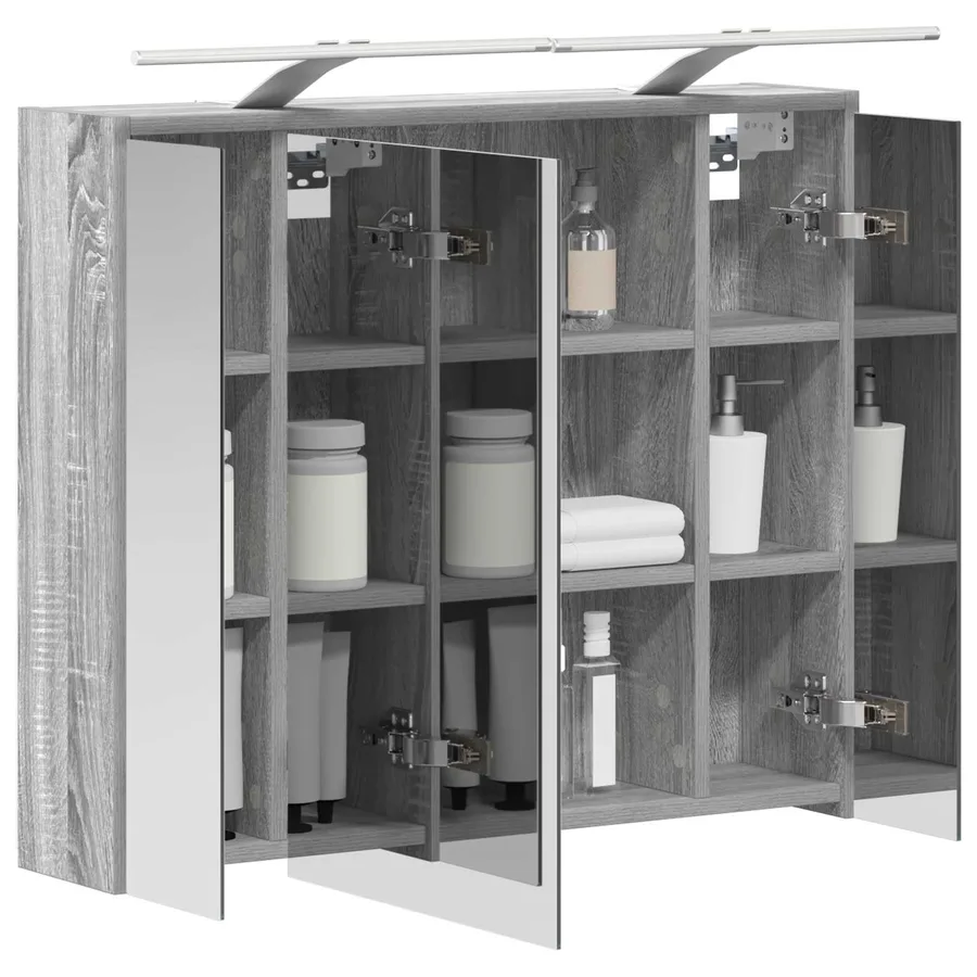Armoire Miroir de Salle de Bain Gris Sonoma 73,5 x 16 x 62,5 cm - 3