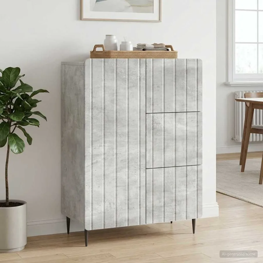 Buffet Gris béton 66 x 34,5 x 91,5 cm Bois d'ingénierie