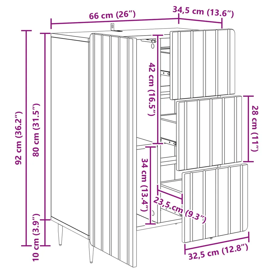 Buffet Gris béton 66 x 34,5 x 91,5 cm Bois d'ingénierie - 10