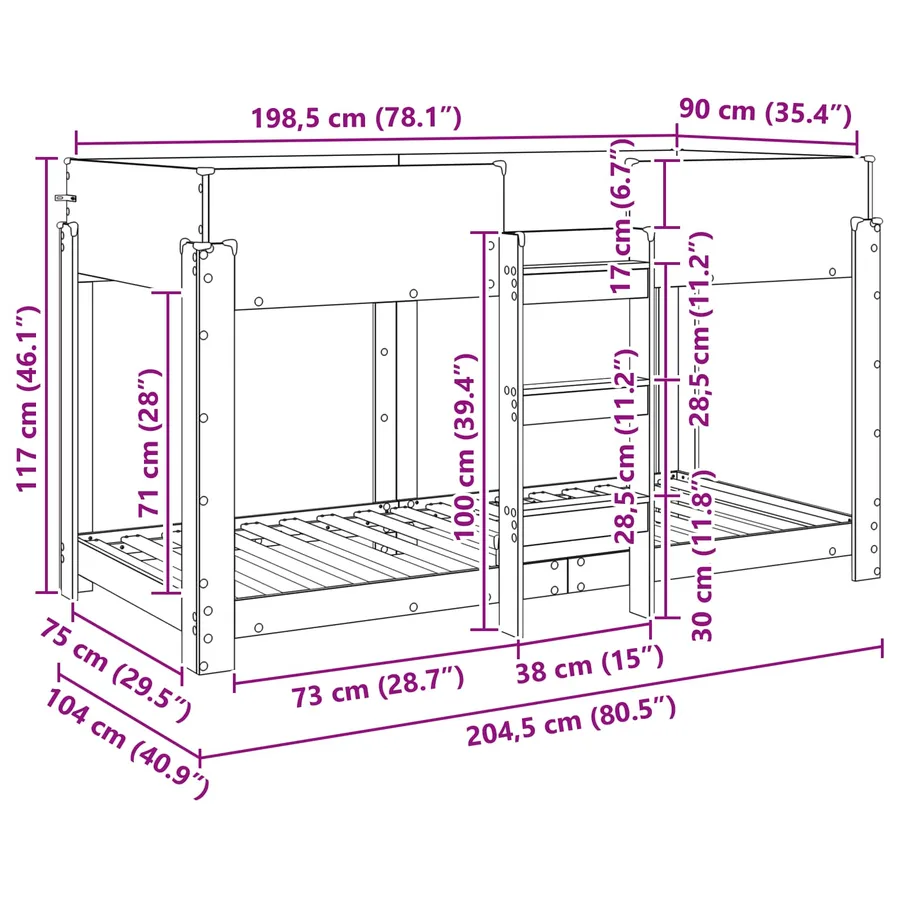 Lit Superposé pour Enfants Chêne Sonoma 90 x 200 cm - 8