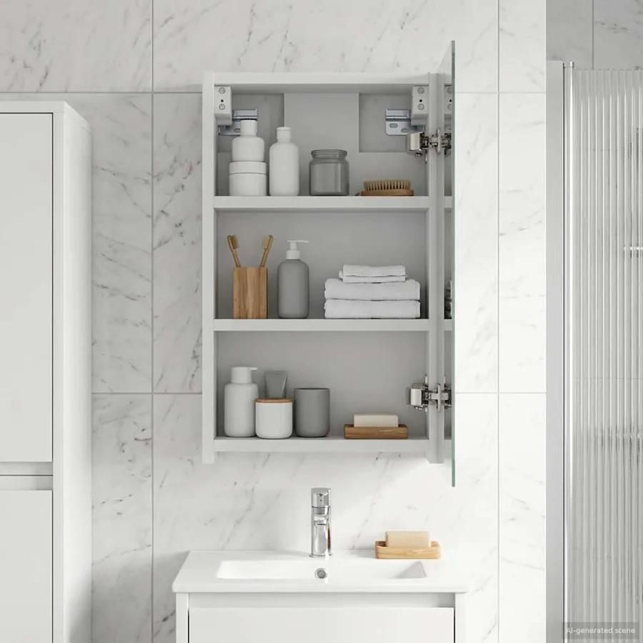 Armoire Miroir de Salle de Bain Blanc 30 x 10,5 x 50 cm
