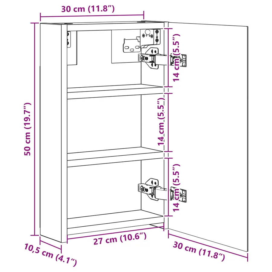 Armoire Miroir de Salle de Bain Blanc 30 x 10,5 x 50 cm - 12