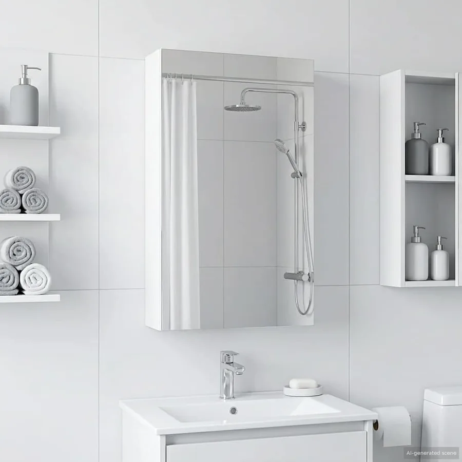 Armoire Miroir de Salle de Bain Blanc 30 x 10,5 x 50 cm - 4