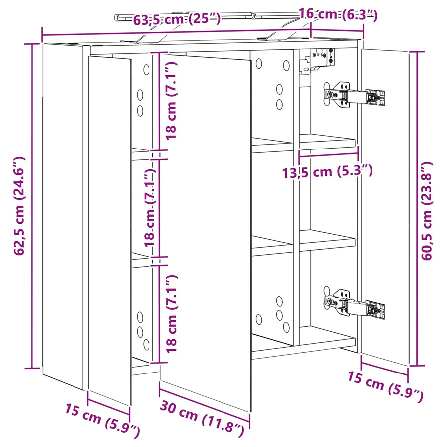Armoire Miroir de Salle de Bain Chêne Sonoma - 13