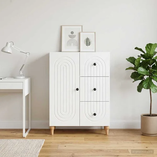 Buffet Blanc 66 x 34,5 x 90 cm Bois d'ingénierie