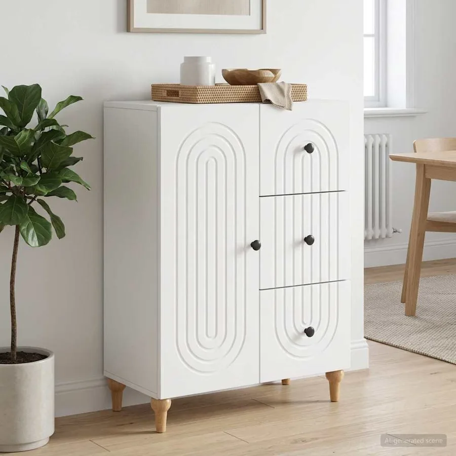 Buffet Blanc 66 x 34,5 x 90 cm Bois d'ingénierie - 4