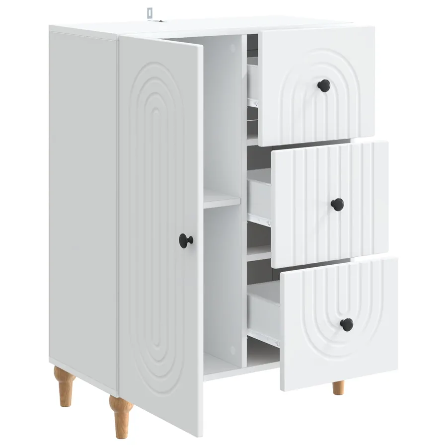 Buffet Blanc 66 x 34,5 x 90 cm Bois d'ingénierie - 5
