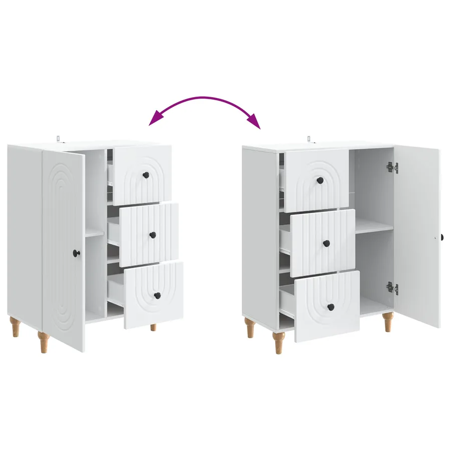 Buffet Blanc 66 x 34,5 x 90 cm Bois d'ingénierie - 8