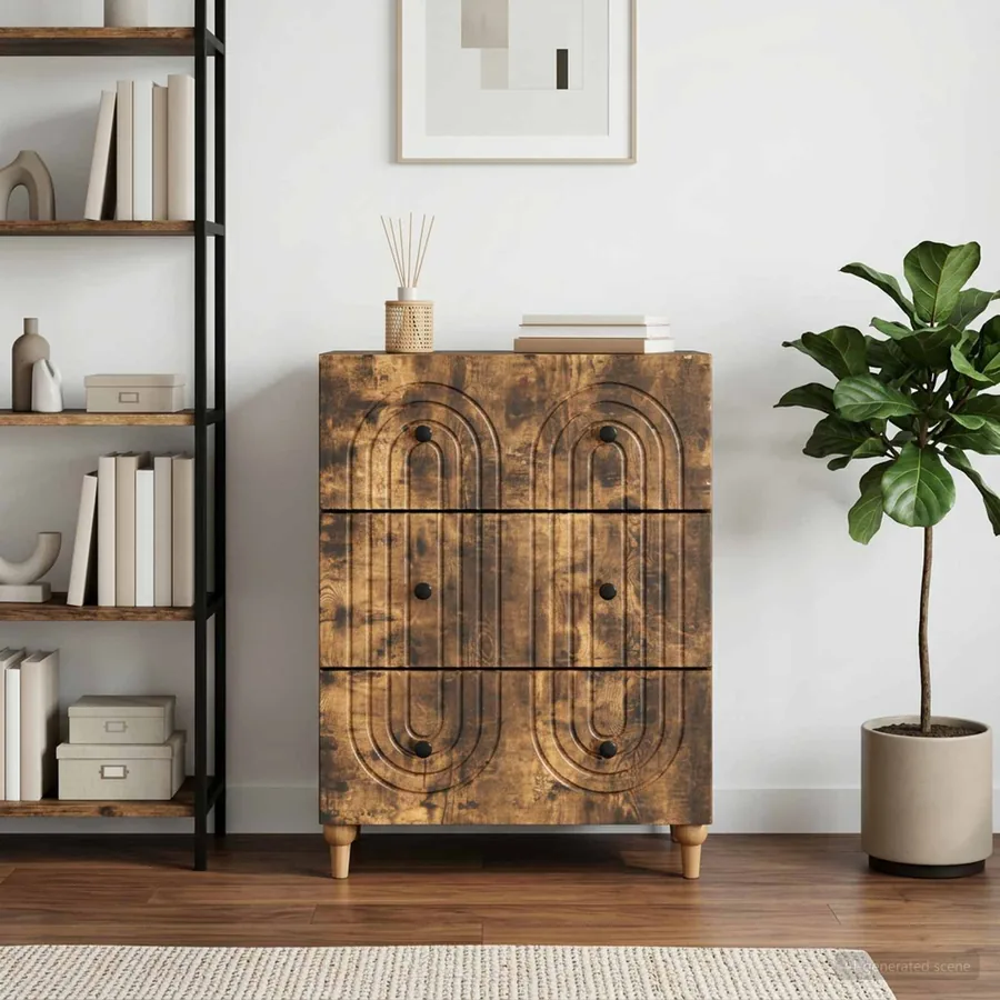 Armoire à tiroirs Chêne fumé 66 x 34,5 x 90 cm