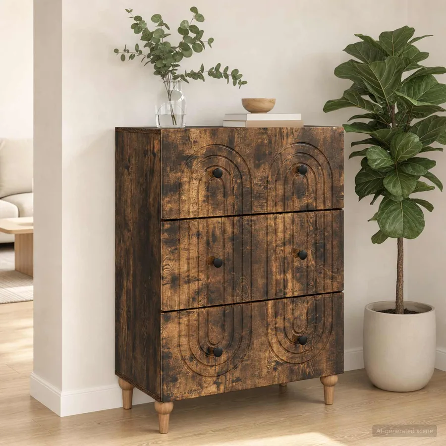 Armoire à tiroirs Chêne fumé 66 x 34,5 x 90 cm - 4