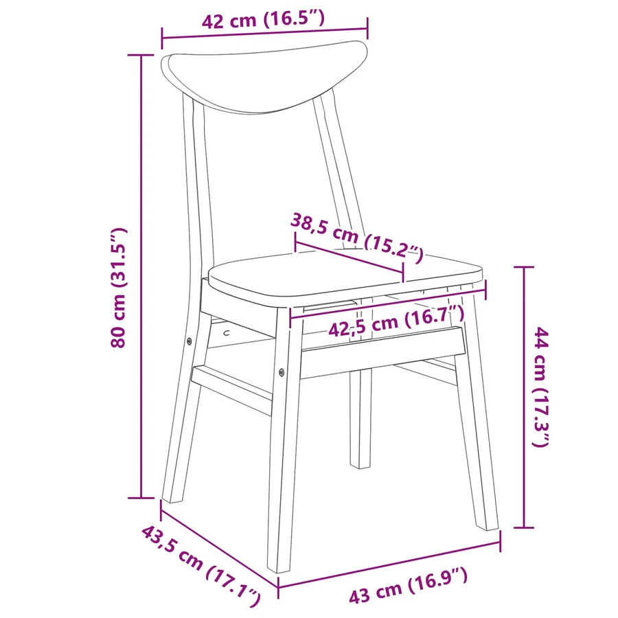 Chaises de salle à manger 2 pcs Naturel 42 x 47.5 x 81 cm - 11