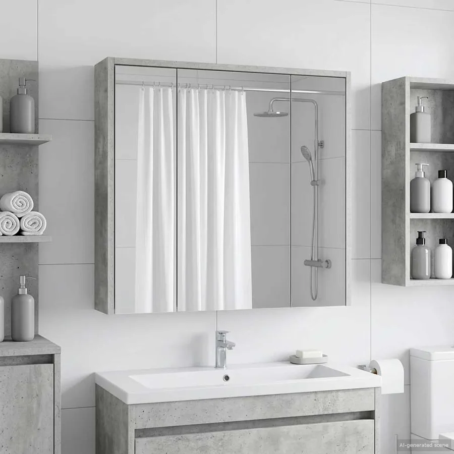 Armoire Miroir de Salle de Bain Gris béton 63,5 x 16 x 62,5 cm - 4
